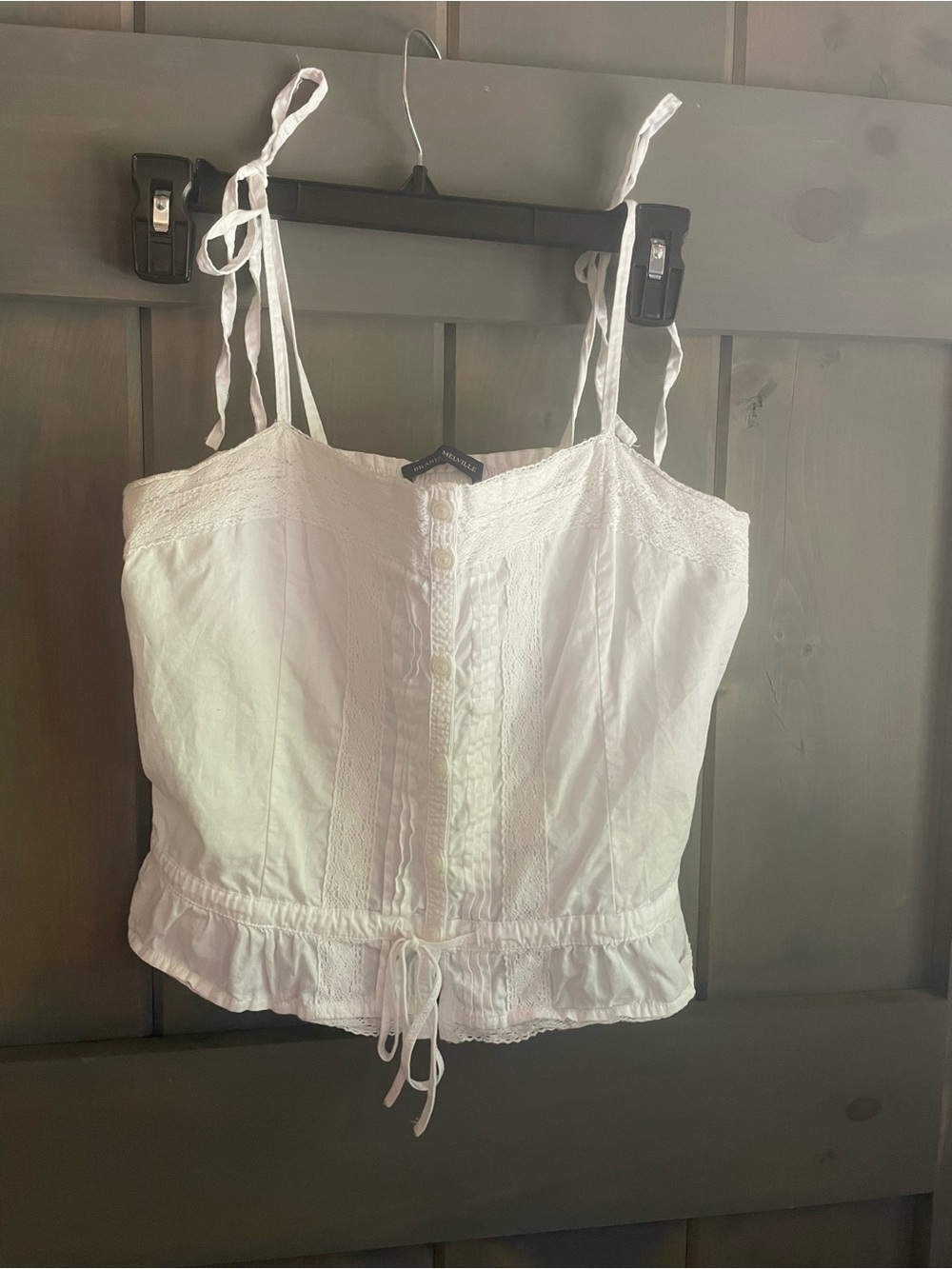 Brandy Melville White Tie-Shoulder Button Front Cotton Camisole